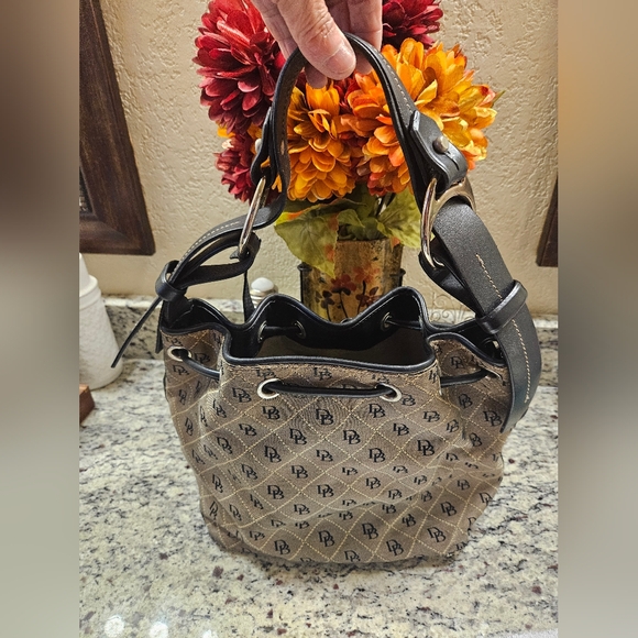 Dooney & Bourke Black and Tan Monogram Shoulder Bag - Picture 3 of 5